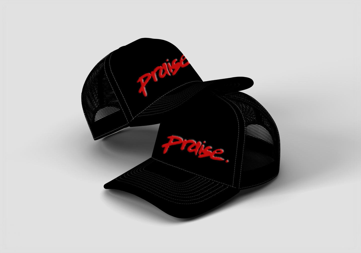 p's blk and red trucker