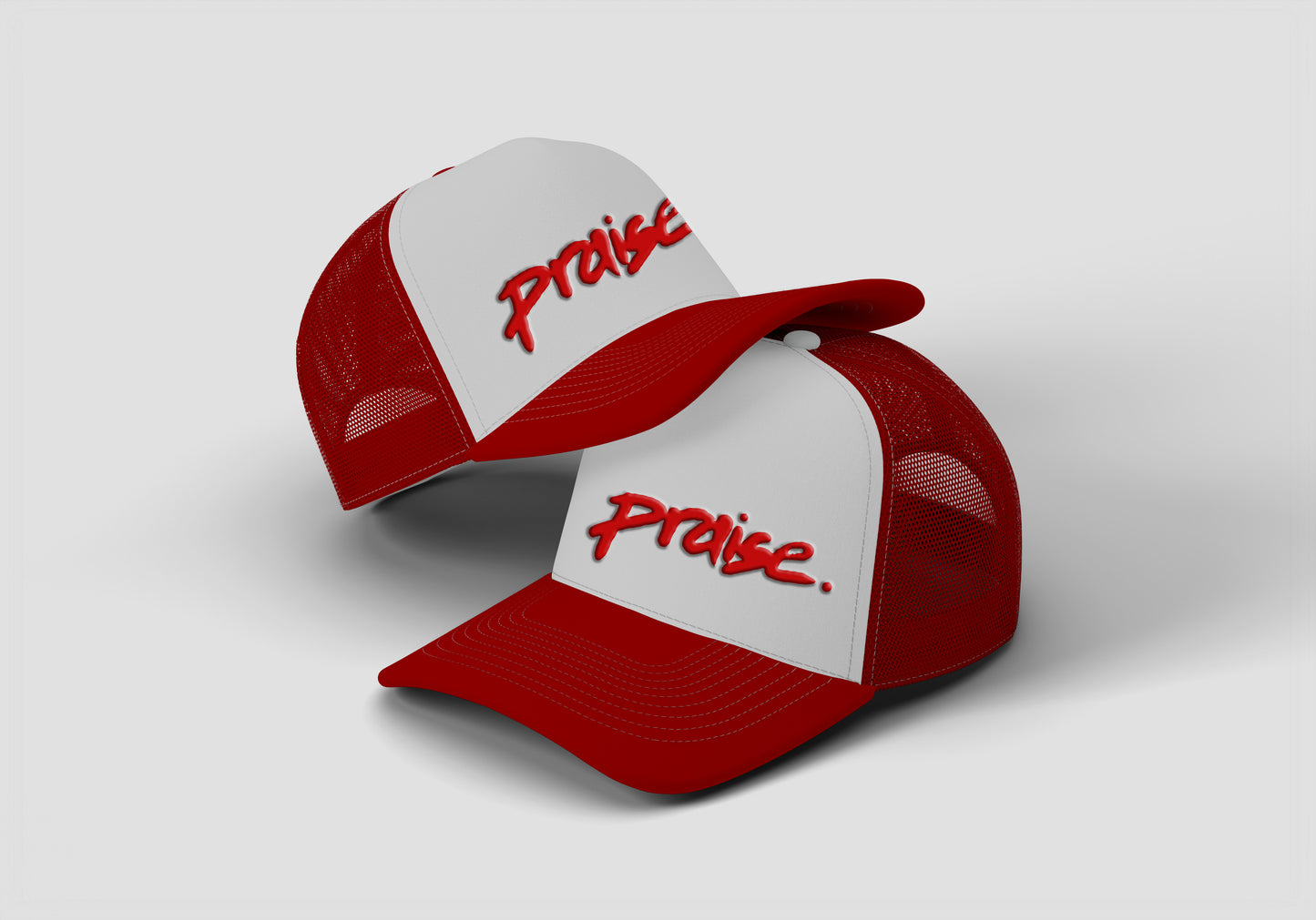 p's red and white trucker