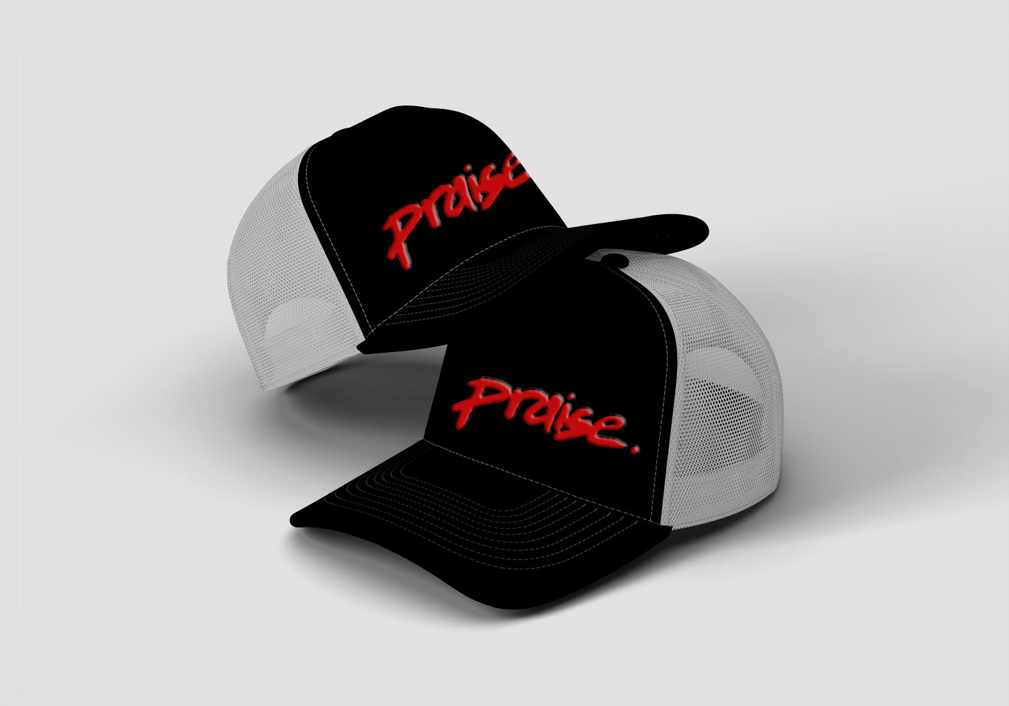 p's blk white and red trucker